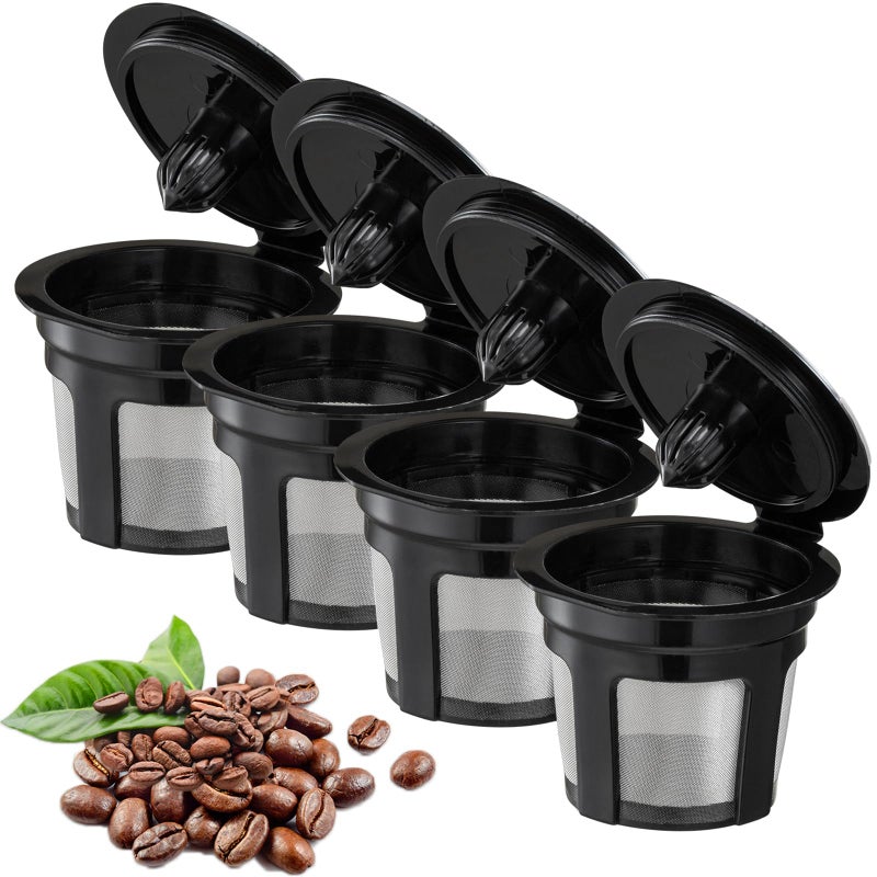 InwodiTeki Reusable K Cups  4 Pack Universal Fit Reusable Coffee Filters with Food Grade Stainless Steel Mesh Eco-Friendly Coffee Pods  for 1.0 and 2.0 Brewers - Image 1